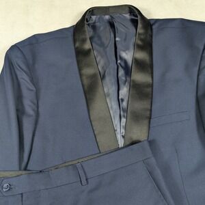 Alain Dupetit Mens Navy‎ Blue Shawl Lapel Tuxedo 2-Piece Suit 50S 44W